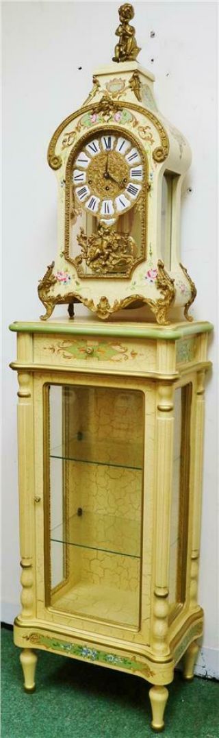 Vintage Hand Painted Musical Chime Boulle Bracket Clock On Pillar 3