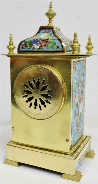 Stunning Antique French 8 Day Bronze Ormolu & Champleve Enamel Mantle Clock 10