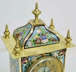 Stunning Antique French 8 Day Bronze Ormolu & Champleve Enamel Mantle Clock 4