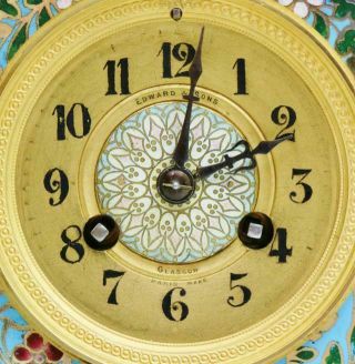 Stunning Antique French 8 Day Bronze Ormolu & Champleve Enamel Mantle Clock 9