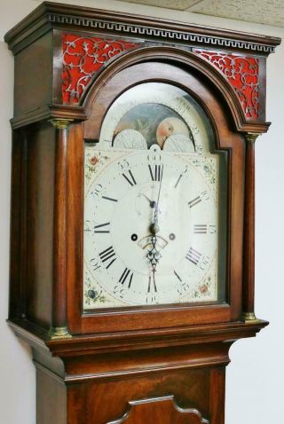 Rare Antique English C1794 8 Day Mahogany Moonphase Grandfather Longcase Clock 3