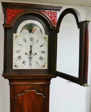 Rare Antique English C1794 8 Day Mahogany Moonphase Grandfather Longcase Clock 9