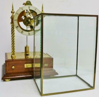 Rare Vintage English Electro Mechanical Electric Skeleton Clock Under Glass Case 6