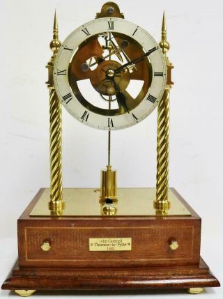 Rare Vintage English Electro Mechanical Electric Skeleton Clock Under Glass Case 7