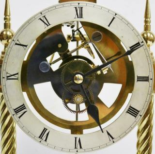 Rare Vintage English Electro Mechanical Electric Skeleton Clock Under Glass Case 8