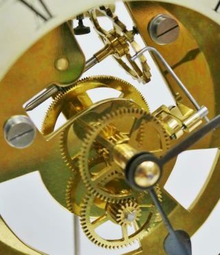 Rare Vintage English Electro Mechanical Electric Skeleton Clock Under Glass Case 9