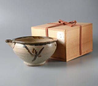EB178 Japanese Vintage Mashiko Ware Ceramic Katakuchi Big Bowl by Shoji Hamada 12
