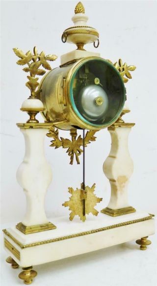 Rare Antique French Empire Bronze,  Wedgwood & White Marble Portico Mantle Clock 10