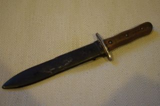 Vintage Wwi - Wwii Italian Fighting Knife With Wood Handle And Correct Sheath