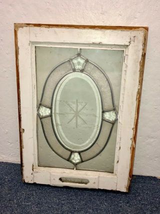 Unique Vintage Mail Slot Glass Window Beveled,  Leaded,  Jeweled