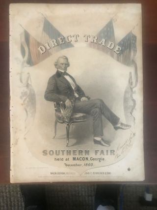 1860 Direct Trade Southern Fair Macon Georgia Cotton Planters Convention Rare