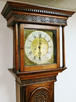 Antique English C1740 8 Day Highly Carved Grandfather Longcase Clock 3