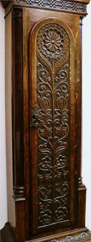 Antique English C1740 8 Day Highly Carved Grandfather Longcase Clock 4