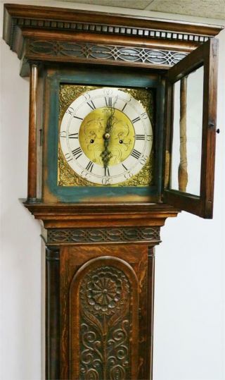 Antique English C1740 8 Day Highly Carved Grandfather Longcase Clock 9
