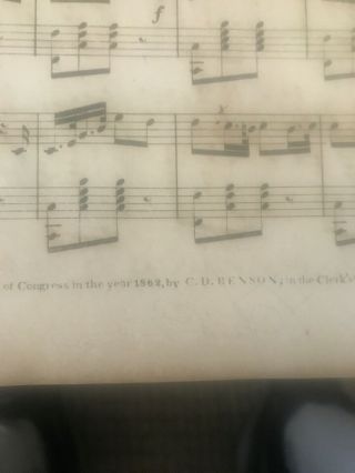 1862 CONFEDERATE CAPTAIN JOHN MORGAN SHEET MUSIC C D BENSON NASHVILLE 3