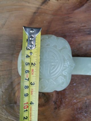 Chinese Estate Old House Antique Qing White Jade Carved Ruyi Handle Asian China 12
