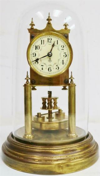 Antique Gustav Becker 400 Day Anniversary Torsion Clock Under Glass Dome
