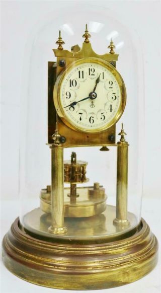 Antique Gustav Becker 400 Day Anniversary Torsion Clock Under Glass Dome 2