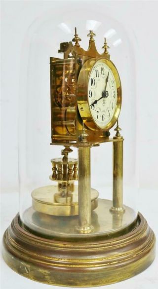 Antique Gustav Becker 400 Day Anniversary Torsion Clock Under Glass Dome 3