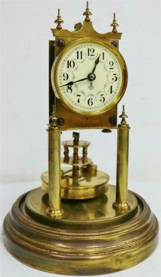 Antique Gustav Becker 400 Day Anniversary Torsion Clock Under Glass Dome 5