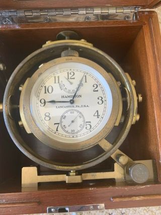 Marine navigation Chronometer antique WWII watch clock by Hamilton Watch Company 4