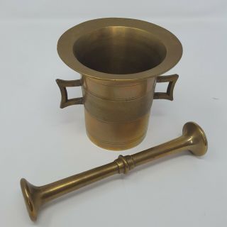 Vintage Solid Brass Mortar and Pestle with Handles 5 