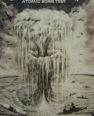 Operation Crossroads Atomic Bomb Test US Navy Bikini Mushroom Cloud Card 1946 3