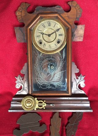 Antique RUSSELL & JONES Clock Walnut Victorian Mantle Clock 8 Day T & S Project 2