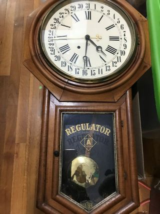 Antique Ansonia Long Drop Regulator Wall Clock - - - - - - - - - - - - - - - - - - - - - - - - Rp