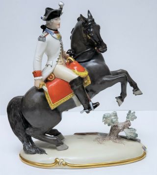 Nymphenburg German Porcelain Figurine Officer / Soldier On Horse