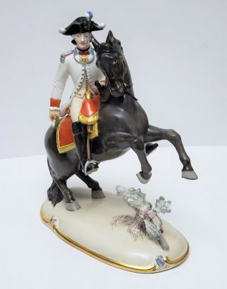 Nymphenburg German Porcelain Figurine Officer / Soldier on Horse 7