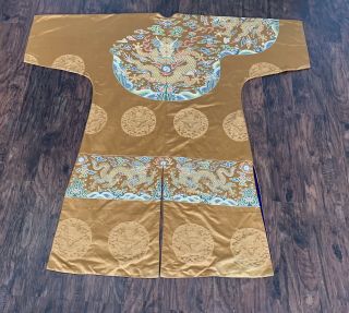 Antique Chinese Silk Brocade Dragon Robe 18th Century Kangxi Qing