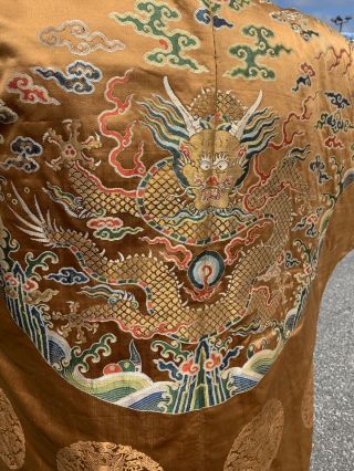 Antique Chinese Silk Brocade Dragon Robe 18th Century Kangxi Qing 2