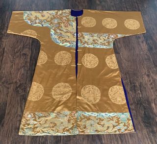 Antique Chinese Silk Brocade Dragon Robe 18th Century Kangxi Qing 5