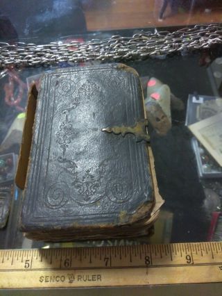 1858 Civil War Bible.  Testament Steward Id Small Pocket Size,  Leather