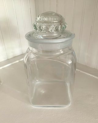 Vintage Glass Ground Top Apothecary Jar Canister Candy General Store