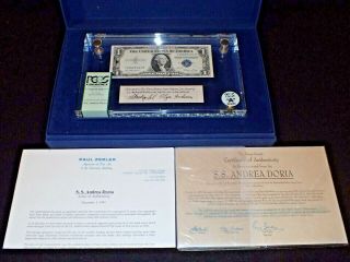 S.  S.  Andrea Doria Shipwreck Treasure Us Silver Certificate 1935e Pcgs Grade A