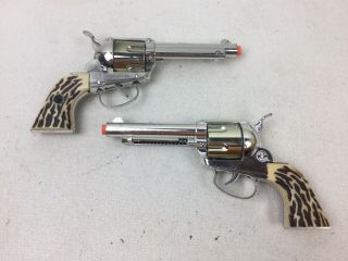 2 Mattel Fanner Shootin Shell Toy Cap Gun Pistols Holster Belt 10