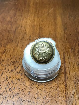 Civil War Michigan State Seal Staff Coat Button Goddard & Bro Backmark 6