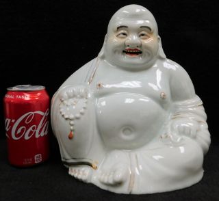 Large Vintage Chinese Signed Ceramic Porcelain Happy Buddha Figure