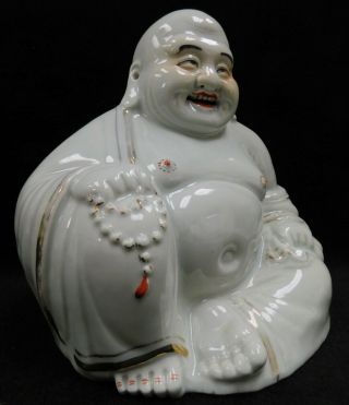 Large vintage Chinese signed ceramic porcelain happy Buddha figure 2