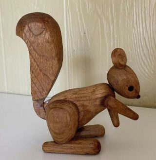 Rare Denmark Vtg 1957 Mid Century Danish Modern Teak Wood Squirrel Zoo - Line Toy