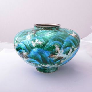 An Exceptional Cloissone Enamel Japanese Vase,  Art Nouveau Influence