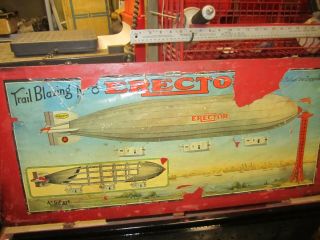 Vintage A.  C.  Gilbert Erector Set Zeppelin Air Ship Blimp Red Wooden Empty Box 2
