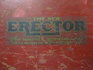 Vintage A.  C.  Gilbert Erector Set Zeppelin Air Ship Blimp Red Wooden Empty Box 5