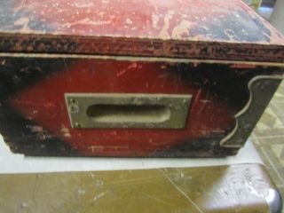 Vintage A.  C.  Gilbert Erector Set Zeppelin Air Ship Blimp Red Wooden Empty Box 7