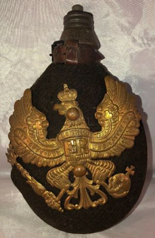 Rare Wwi German Canteen With Spiked Helmet Plate - Wrap