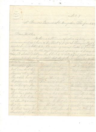 1863 Civil War Letter,  St.  Francis Barracks,  Florida,  Ref: Patrol,  Enemy Country