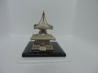 Rare Vintage Japanese Solid Sterling Silver Pagoda Shrine 94 Gr Japan