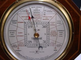 Large Stormoguide Barometer By Short & Mason Inlaid Mahogany Case 1927